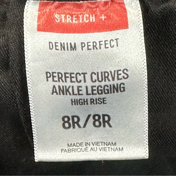 EXPRESS Perfect Curves Black High Rise Denim Legging JEANS Sz 8R Stretch… - Picture 4 of 12